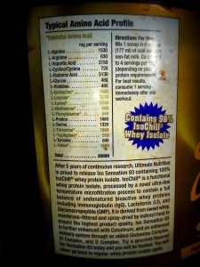 Ultimate Nutrition ISO SENSATION 93 Typical Amino Acid Profile